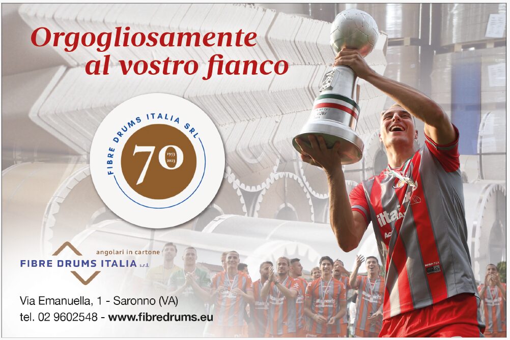 Logo Fibre Drums e maglia Cremonese Serie A - Sponsor ufficiale angolari in cartone